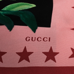 Pre Owned Gucci Black Jakam Print Silk Square Scarf