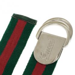Pre Owned Gucci Signature Web Belt With Engraved Gucci Script Logo & D Ring Buckle 110 CM