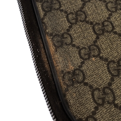 Gucci Beige/Brown GG Supreme Canvas and Leather Interlocking Logo Laptop Case
