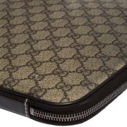 Gucci Beige/Brown GG Supreme Canvas and Leather Interlocking Logo Laptop Case