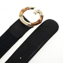 مملوكة مسبقًا Gucci Black Guccissima Canvas G Bamboo Buckle Belt