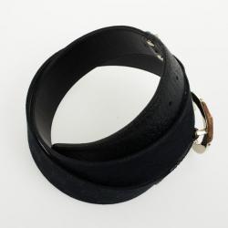 مم�لوكة مسبقًا Gucci Black Guccissima Canvas G Bamboo Buckle Belt