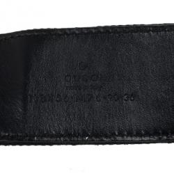مملوكة مسبقًا Gucci Black Guccissima Canvas G Bamboo Buckle Belt