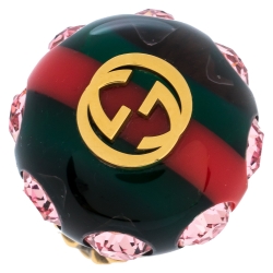 Pre Owned خاتم غوتشي كوكتيل رزين مزخرف كريستال مقاس 50