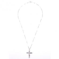 Pre Owned Gucci Silver Cross Pendant Bamboo Design
