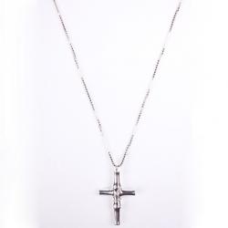 Pre Owned Gucci Silver Cross Pendant Bamboo Design