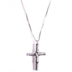 Pre Owned Gucci Silver Cross Pendant Bamboo Design