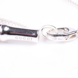 Pre Owned Gucci Silver Cross Pendant Bamboo Design