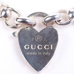 Pre Owned Gucci Silver Bracelet with Heart Lock