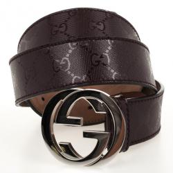 Pre Owned Gucci Brown Guccissima Canvas Supreme Interlocking 'G' Women Buckle Belt 100 CM