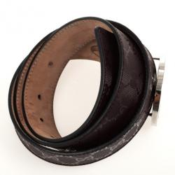 Pre Owned Gucci Brown Guccissima Canvas Supreme Interlocking 'G' Women Buckle Belt 100 CM