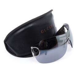 Pre Owned Gucci Black Horsebit Shield Women Sunglasses