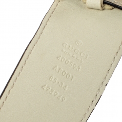 Pre Owned Gucci Ivory Leather Double G Buckle Belt 85CM