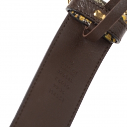 مملوكة مسبقًا حزام غوتشي بإبزيم جي جي متداخل كانفاس مطبوع نمر بنغالي جي جي سوبريم بيج و بني 90 سم