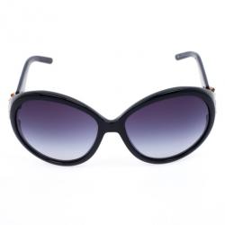 Pre Owned Gucci Black Oval Interlocking 'GG' Temple Women Sunglasses