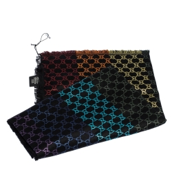 Pre Owned شال غوتشي رينبو جي جي جاكار ميتاليك