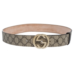 Gucci Heart Shaped Interlocking G Buckle Belt GG Supreme 1.5 Width Brown in  Canvas with Light Gold-tone - US