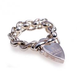 Pre Owned Gucci Heart Charm Ring Size 53