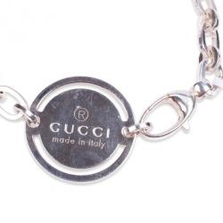 Pre Owned Gucci Silver Bracelet with Round Tag