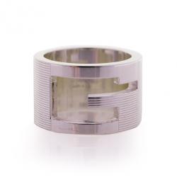 Pre Owned Gucci Silver Band Cutout Ring Size 49