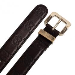 Pre Owned Gucci Brown Leather Guccissima Belt 80 CM