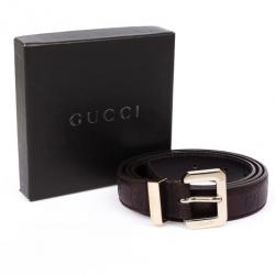 Pre Owned Gucci Brown Leather Guccissima Belt 80 CM