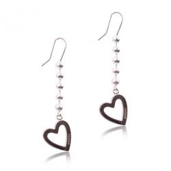 Pre Owned Gucci Silver Heart Pendant Earrings