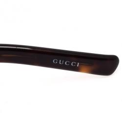 Pre Owned Gucci Brown Aviator Shield Sunglasses