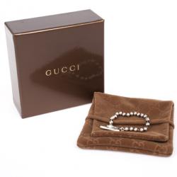 Pre Owned Gucci Boule Chain Silver Bracelet