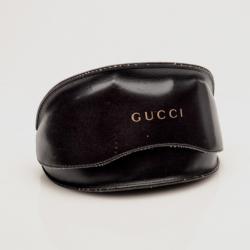 Pre Owned Gucci Black Plastic Bamboo Horsebit Oversized Sunglasses