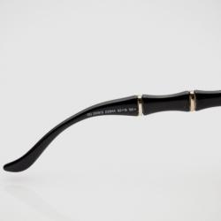 Pre Owned Gucci Black Oversized Oval Frame Bamboo Effect Sunglasses