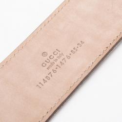 Pre Owned Gucci Blue and Tan 'GG' Buckle Belt