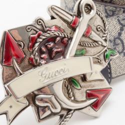 مملوكة مسبقًا Gucci Navy 'GG' Plus Anchor Buckle Belt
