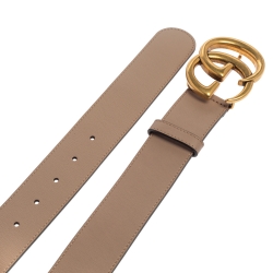 Pre Owned حزام غوتشي إبزيم G مزدوج جلد أسود 95 سم