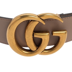 Pre Owned حزام غوتشي إبزيم G مزدوج جلد أسود 95 سم