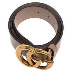 Pre Owned حزام غوتشي إبزيم G مزدوج جلد أسود 95 سم