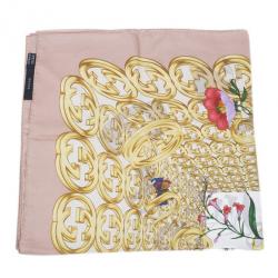 مملوكة مسبقًا Gucci Beige Floral GG Square Scarf