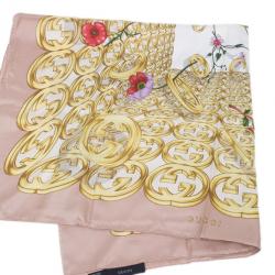 مملوكة مسبقًا Gucci Beige Floral GG Square Scarf