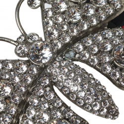 Pre Owned Gucci White Elastic Band Crystal Embellished Butterfly Buckle Belt 90 CM