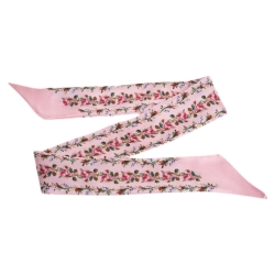 مملوكة مسبقًا Gucci Pink Rose Printed Silk Bandeau Scarf