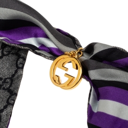 Pre Owned توايلي غوتشي حرير مخطط متعدد الألوان بدلاية شعار مونوغرامي