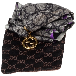 Pre Owned توايلي غوتشي حرير مخطط متعدد الألوان بدلاية شعار مونوغرامي