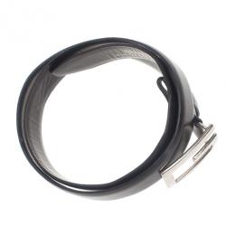 Pre Owned Gucci Black Leather G Buckle Belt 75CM