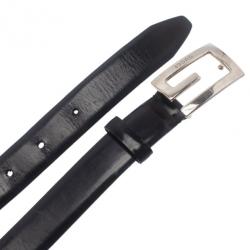 Pre Owned Gucci Black Leather G Buckle Belt 75CM