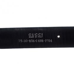 Pre Owned Gucci Black Leather G Buckle Belt 75CM
