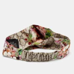Pre Owned Gucci Beige Blooms Print Silk Headband