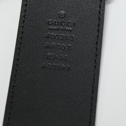 Pre Owned Gucci Black Leather Double G Buckle Belt 85CM