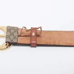 Pre Owned Gucci Beige GG Supreme Star Canvas Interlocking GG Buckle Belt Size 95CM