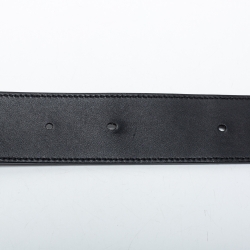 مملوكة مسبقًا Gucci Black Leather Pearl Embellished Double G Buckle Belt 85 CM