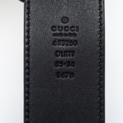 مملوكة مسبقًا Gucci Black Leather Pearl Embellished Double G Buckle Belt 85 CM
